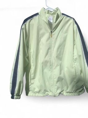 Light Green Track Jacket with Navy Stripe